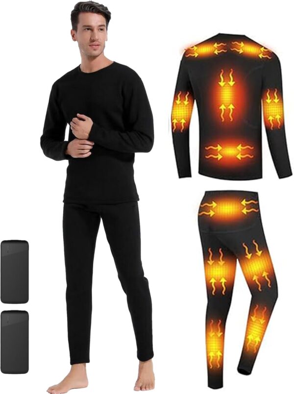 Men's Heated Thermal Underwear Set, Winter Outdoor Sports Underwear