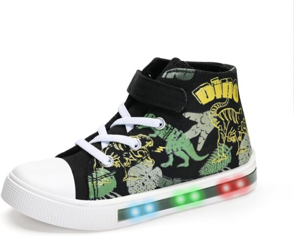 Boys Girls Light Up Sneakers Toddler Canvas High Top Fashion Sneaker Kids Casual Walking Shoes