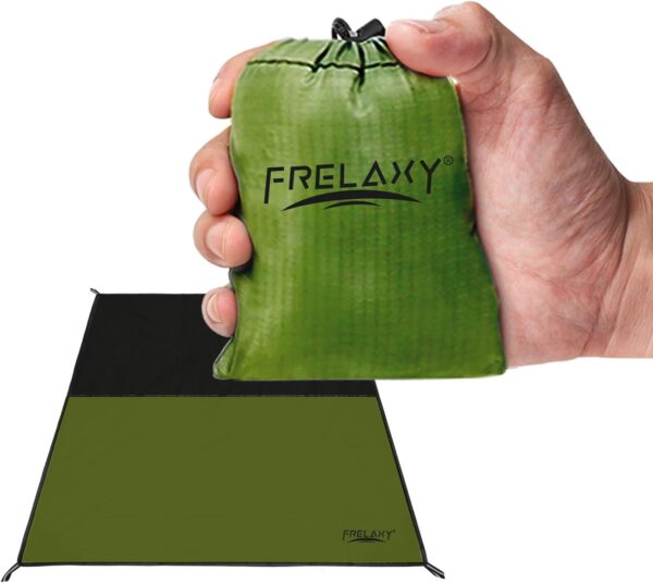 Frelaxy Pocket Picnic Blanket, Waterproof Beach Blanket, Compact Camping Blanket, Lightweight Outdoor Blanket for Beach Festival Camp Picnic Hiking Travel (Army Green, 28'' x 47'')