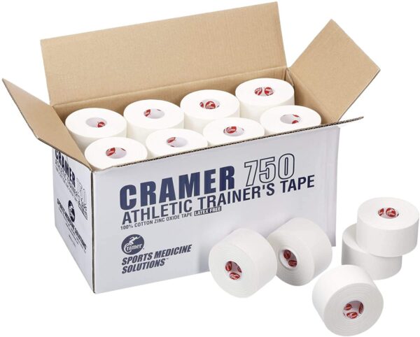 Cramer Team Color Athletic Tape, White, For Ankle, Wrist, and Injury Taping, Helps Protect and Prevent Injuries, Promotes Faster Healing, Athletic Training First Aid Supplies, 1.5", Bulk 32 Roll Case