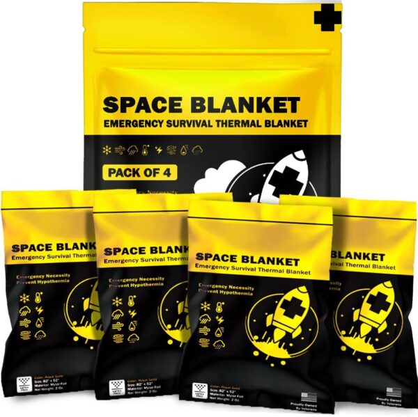 EVERLIT Survival Emergency Mylar Thermal Blanket, Foil Space Blanket Designed for NASA, Body Warmer Blanket for Outdoor, First Aid, Camping Gear, Hiking Travel (Gold & Silver, 4 Pack)