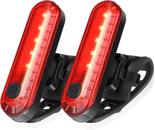 Ascher USB Rechargeable LED Bike Tail Light 2 Pack, Bright Bicycle Rear Cycling Safety Flashlight, 4 Light Mode Options for Adults Kids Men Women Road Mountain(2 USB Cables Included)
