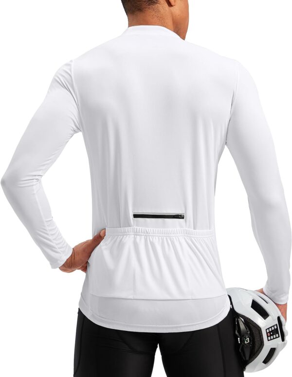 Bikewa Men's Cycling Jersey with 3+1 Rear Zipper Pockets Long Sleeve Moisture Wicking UPF 50+ Half Zip Riding Bike Shirts
