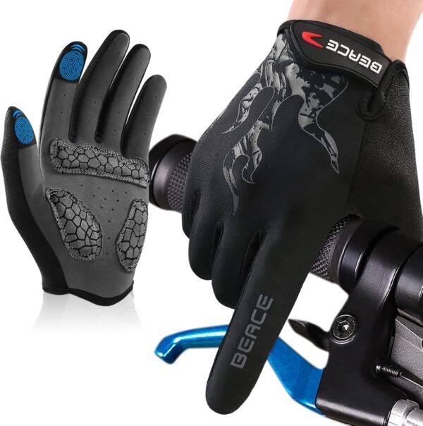 BEACE Cycling Gloves Bike Gloves Biking Gloves for Men Women with Touch Screen-Full Finger Mountain Bike Gloves Workout Gloves Road Bicycle Gloves with Anti-Slip Silicone Palm