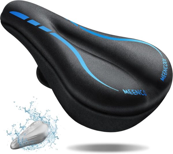 Bike Seat Cushion - Gel Padded Bike Seat Cover for Men Women Comfort, Adjustable Velcro Secure Bicycle Seat Cushion Compatible with Peloton, Indoor & Outdoor Bicycle Seat