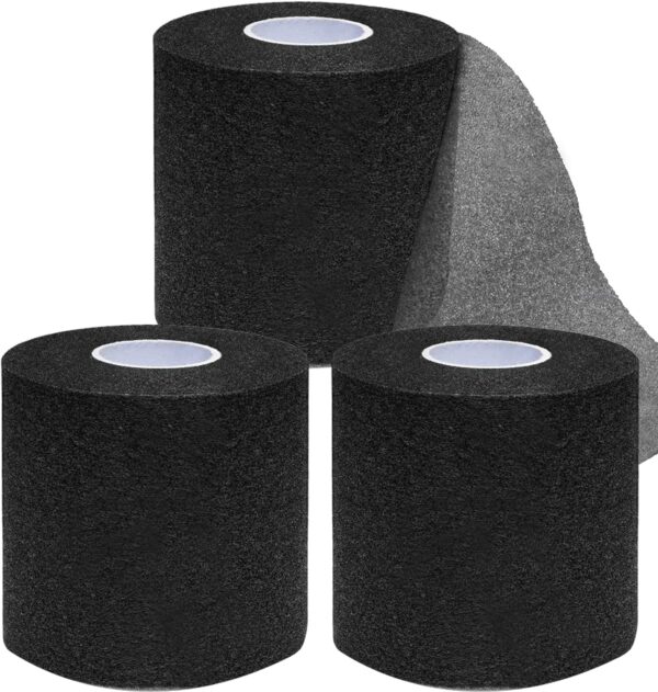 Pre Wrap Tape Athletic,3 Rolls Black Prewrap Headbands for Hair,Foam Underwrap Sports Wrap (66 Yards)