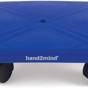 hand2mind Blue Indoor Scooter Board with Safety Handles for Kids Ages 6-12, Plastic Floor Scooter Board with Rollers, Physical Education for Home, Homeschool Supplies (Pack of 1)