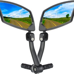 Bar End Bike Mirrors, High–Definition Convex Glass Lens for E-Bike Handlebars, Scratch Resistant, Safe Rearview Bicycle Mirror