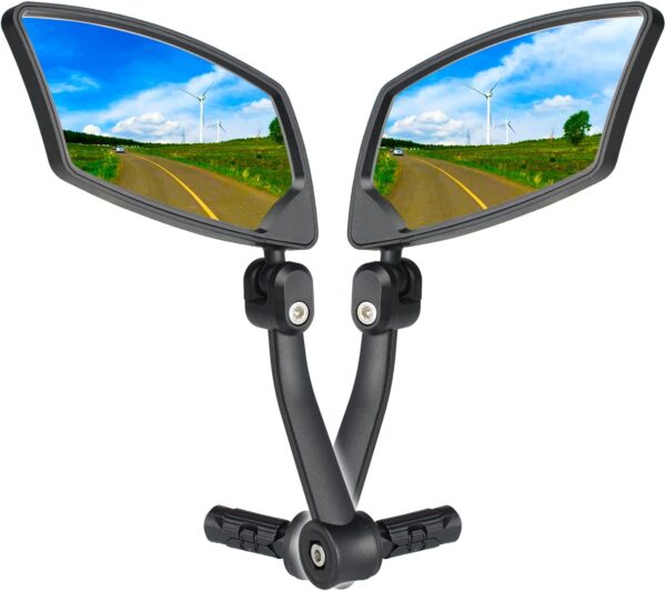Bar End Bike Mirrors, High–Definition Convex Glass Lens for E-Bike Handlebars, Scratch Resistant, Safe Rearview Bicycle Mirror