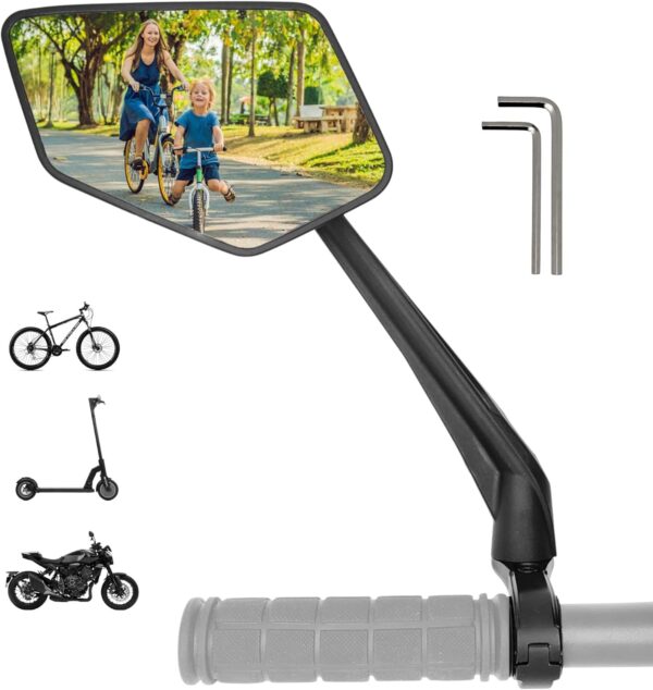 REEZER - Bicycle mirror - Electric bike mirror - Electric scooter mirror - Ideal gift - High-end for handlebars 0,86" to 1" - Reflective - Adjustable 360° LEFT