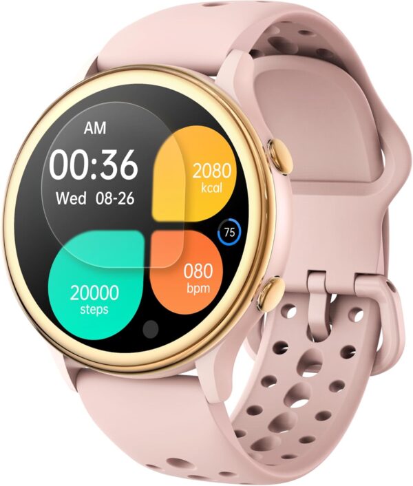 Smart Watches for Women, Fitness Tracker with Heart Rate & SpO2 Monitor, IP67 Waterproof Activity Tracker for Men & Women, Smart Sports Watch for Android & iOS (Pink)