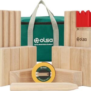 OLSA Kubb Yard Games Kubb Christmas Party Game Indoor Outdoor Toss Toy Set for Adults Family Viking Chess Yard Games with Carrying Bag Halloween Christmas Birthday Gift (Measuring Tape Included)