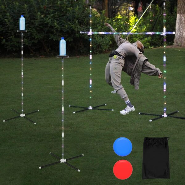 Outdoor Games Yard Games for Adult Family Kids, 2 in 1 Limbo Games with Led Light, Perfect for Camping, Beach, Lawn