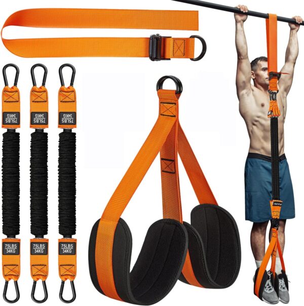 Pull Up Assistance Bands, Heavy Duty Resistance Band for Pull Up Bar, Adjustable Weight/Size with Fabric Feet/Knee Rest, Bands for Pull Up Assist for Strength Training, Patented Pull Up Assist Band
