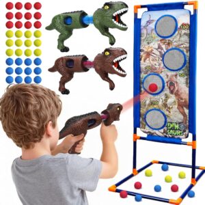 TOY Life Dinosaur Toddler Outdoor Toys for Kids 3 5 7, 2 Dinosaur Toy Guns for Boys with 36 Foam Balls, Kids Outside Toys, Dinosaur Shooting Party Games Gifts, Outdoor Activities Games for Kids
