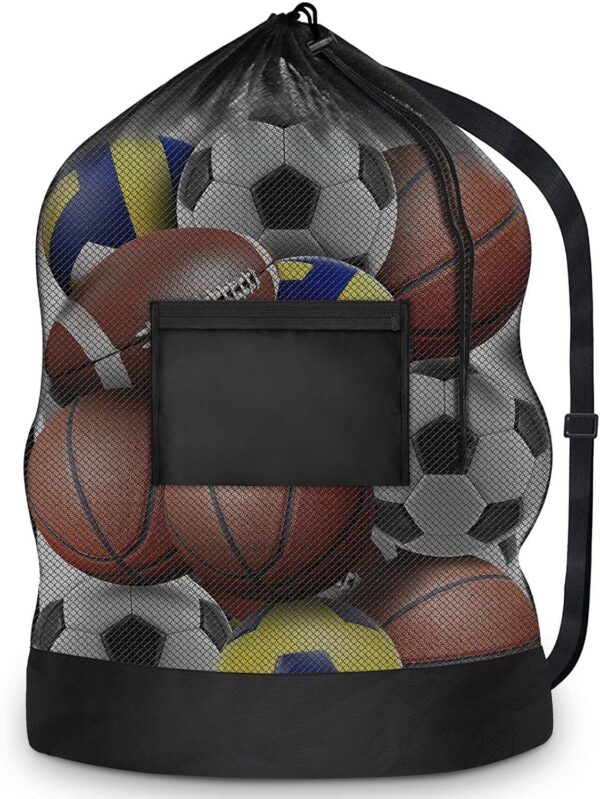 Extra Large Sports Ball Bag, Mesh Soccer Team Balls Bag, Drawstring Sport Equipment Storage Bag for Basketball, Beach Cloth and Swimming Gears