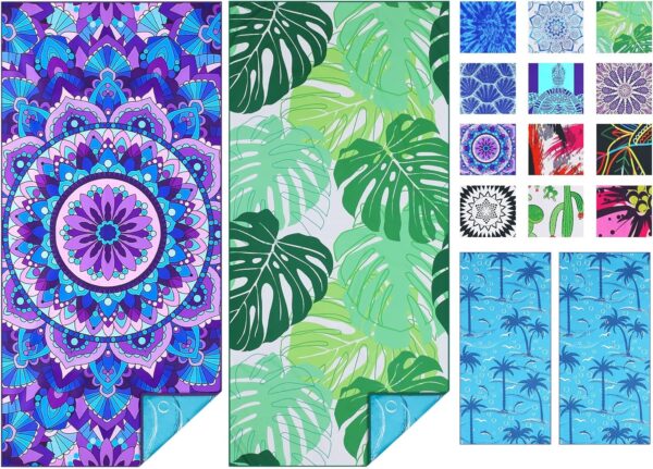 2 Pack Microfiber Thin Beach Towel Lightweight 71x32 Oversized Extra Large Sand Free Towels Quick Dry for Travel Pool Yoga Gym Sports Beach Accessories Vacation Essential Gift